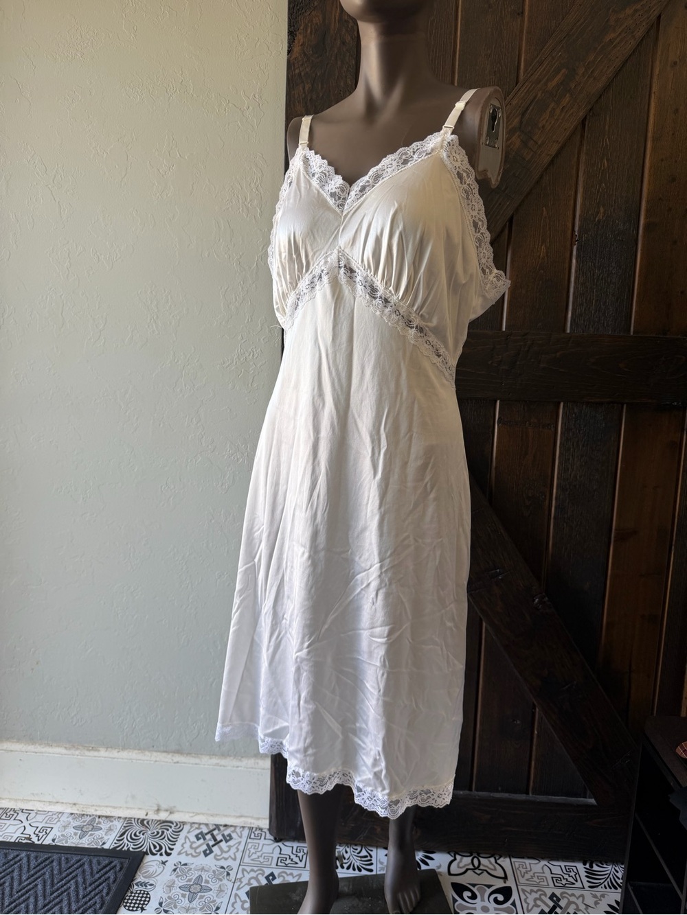 Vintage Camelot Lace Slip Dress Ivory Bridal Wedding Lingerie 38 Romantic